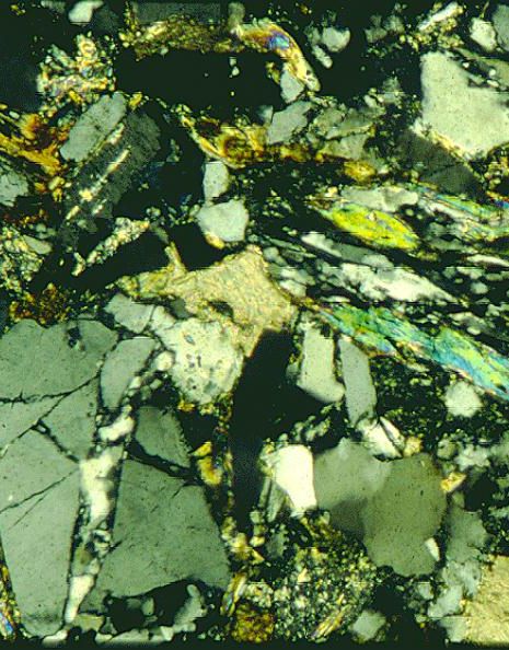 Frammento metamorfico: quarzo, muscovite e clorite